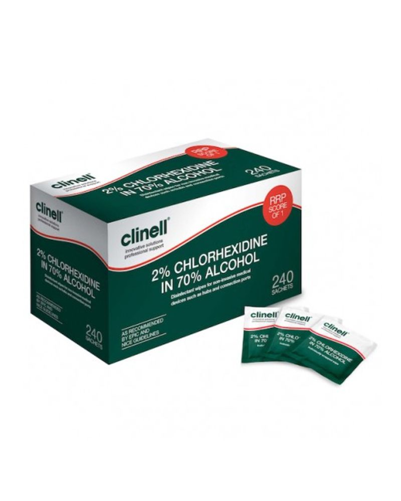 Clinell Alcoholic 2% Chlorhexidine Wipes- 240pcs