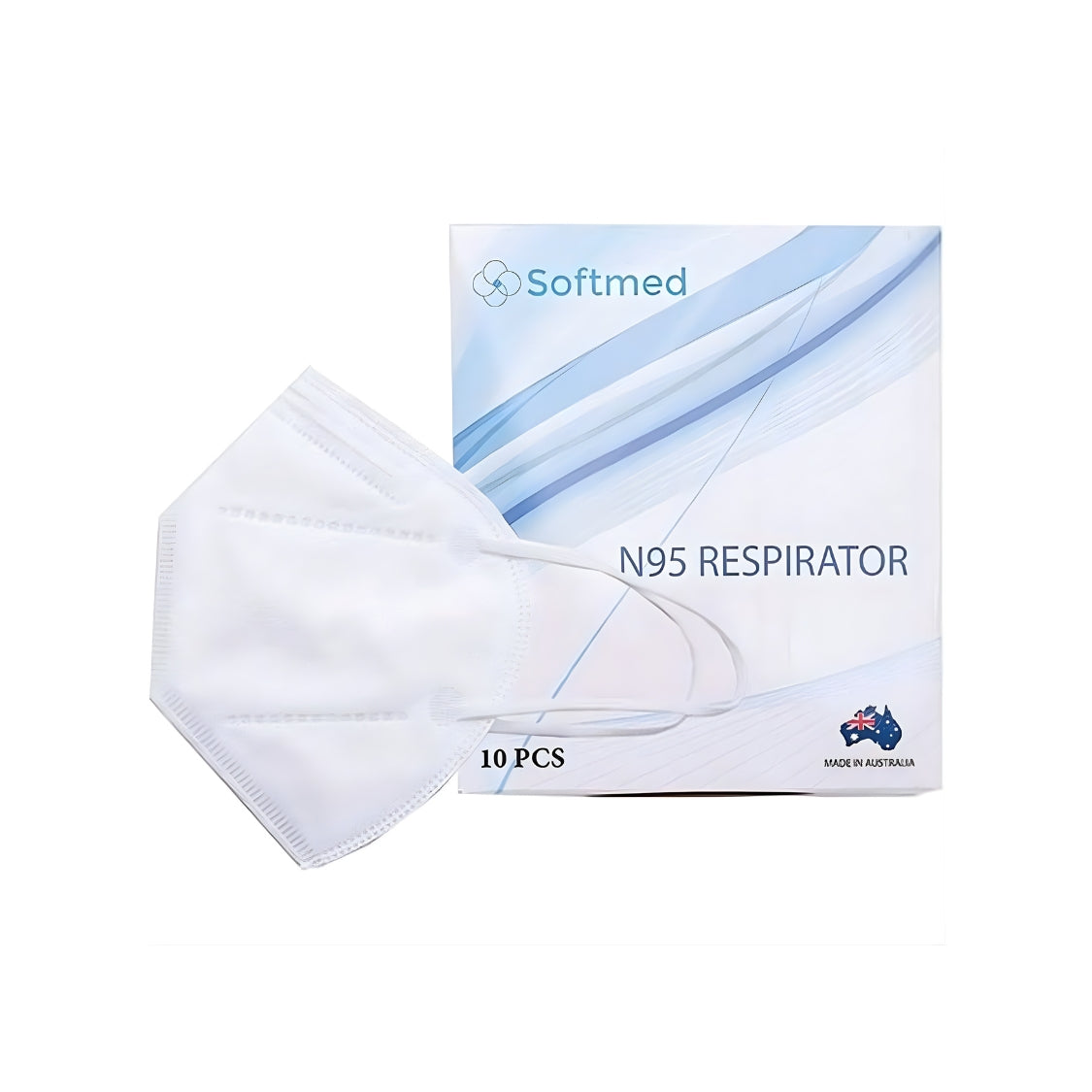 Softmed N95 Respirator and Surgical Face Mask Flat Folded Earloop BOX/10