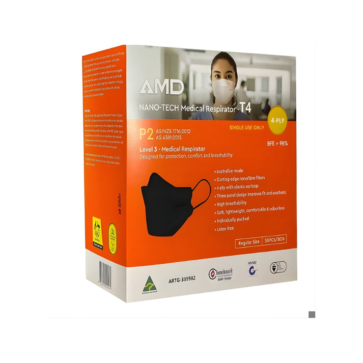 AMD P2 N95 Medical Respirator 50pcs Black Masks | IV Solution Store