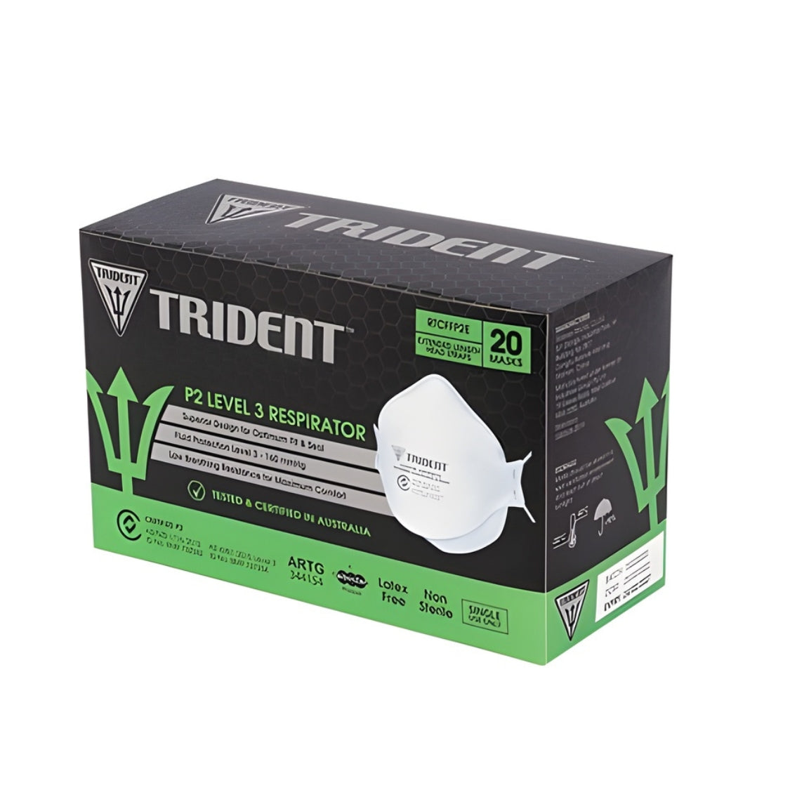 Trident P2 Industrial and Level 3 Surgical Respirator - Pack of 20
